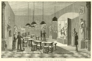 Tegneskolen på München-utstillingen, opplyst av elektrisitet av French School